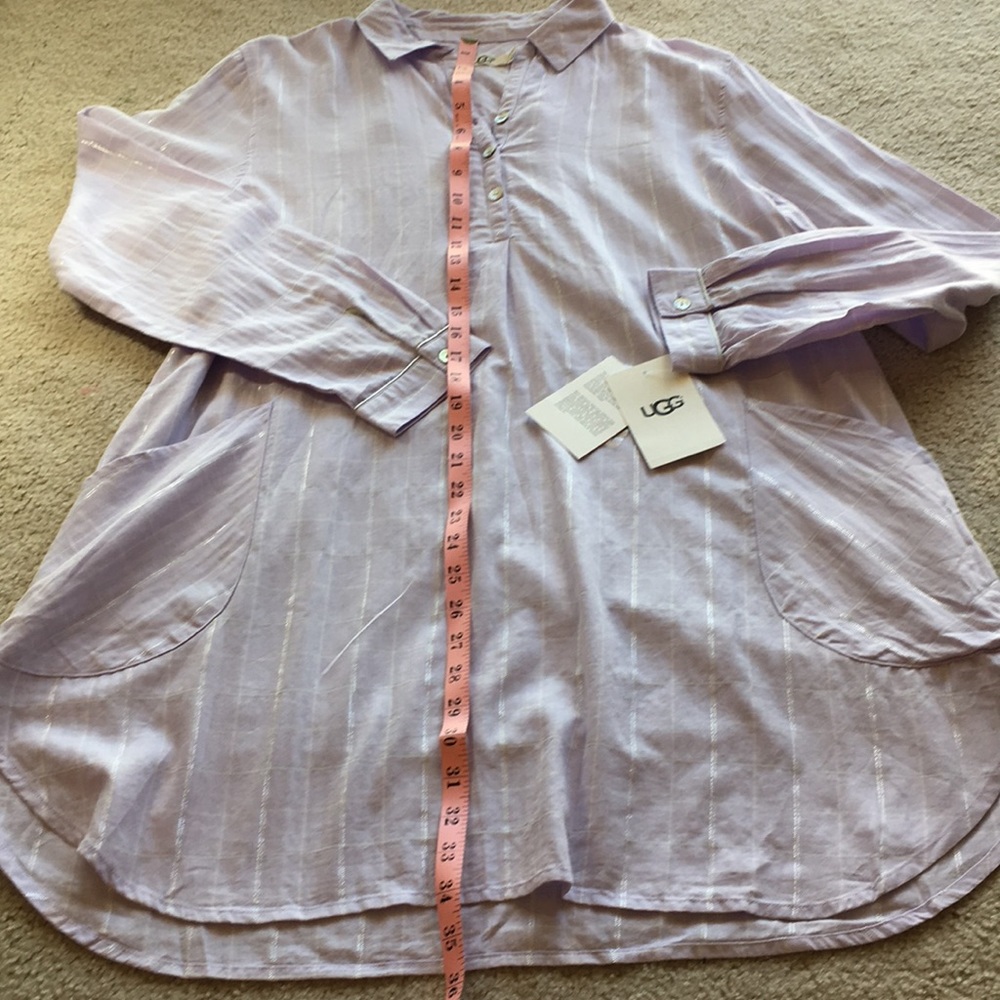 NWT UGG Lavender/Metallic Gabri Plaid Sleep Shirt - Picture 4 of 9